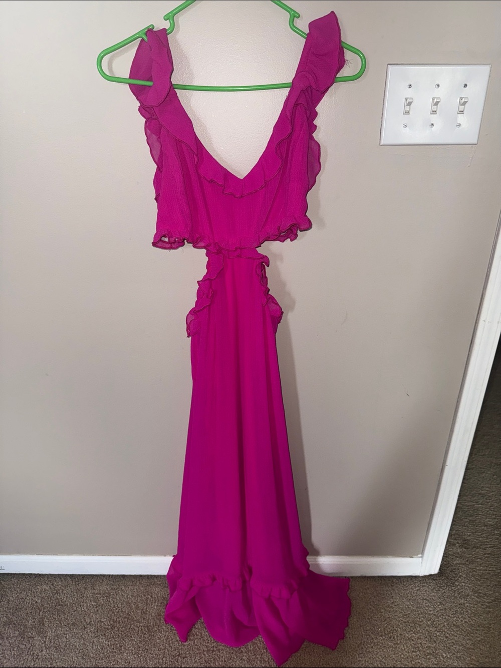 Show Me Your MuMu Bright Fuchsia Ruffle Midi Dress - Picture 3 of 5